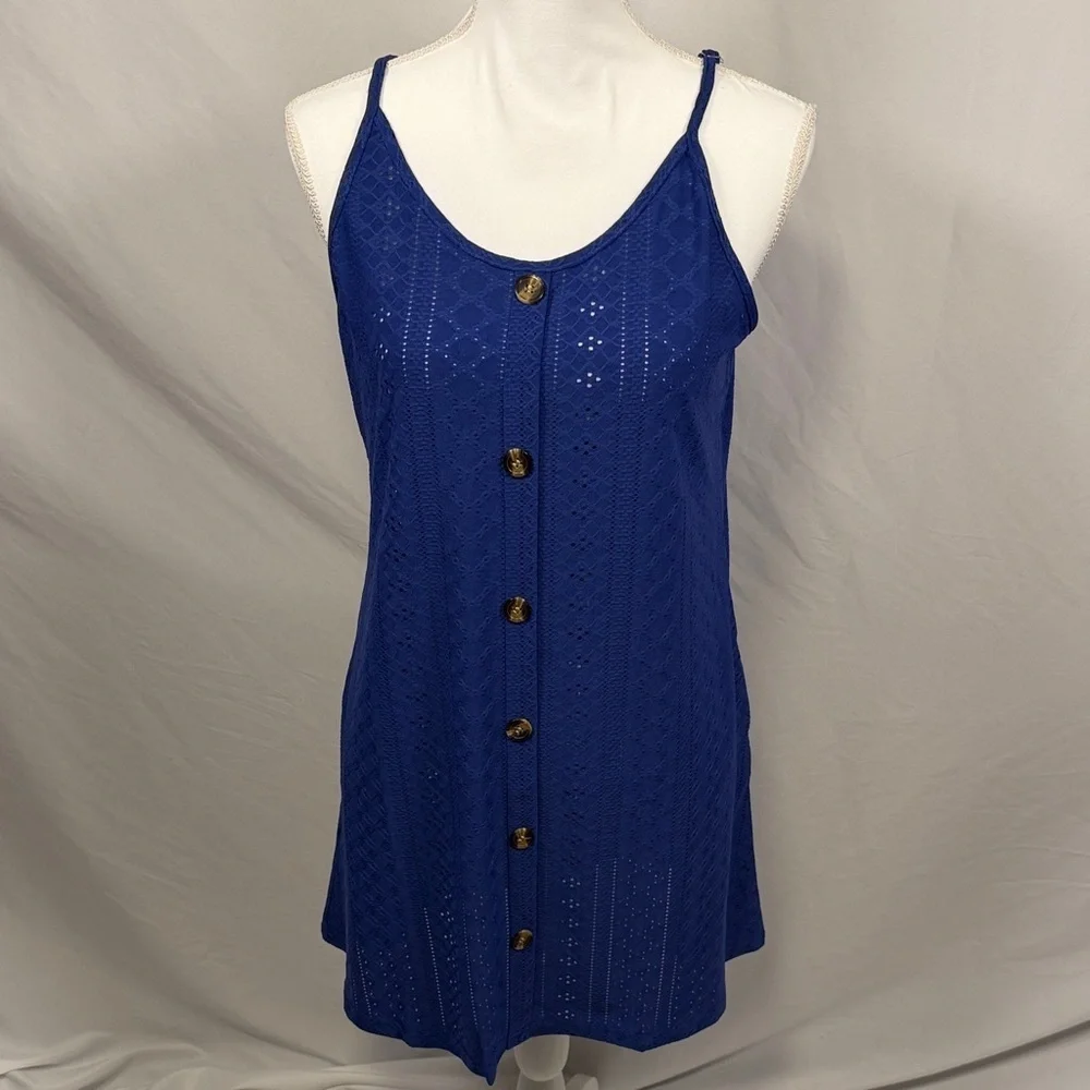 Blue Button-Down Sleeveless Dress Size Large